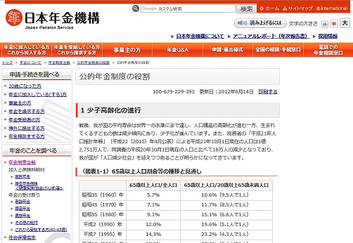 日本年金機構サイト年金役割